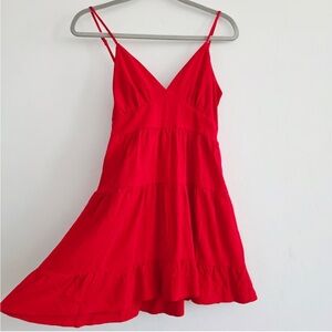 Red spaghetti strap midi Dress